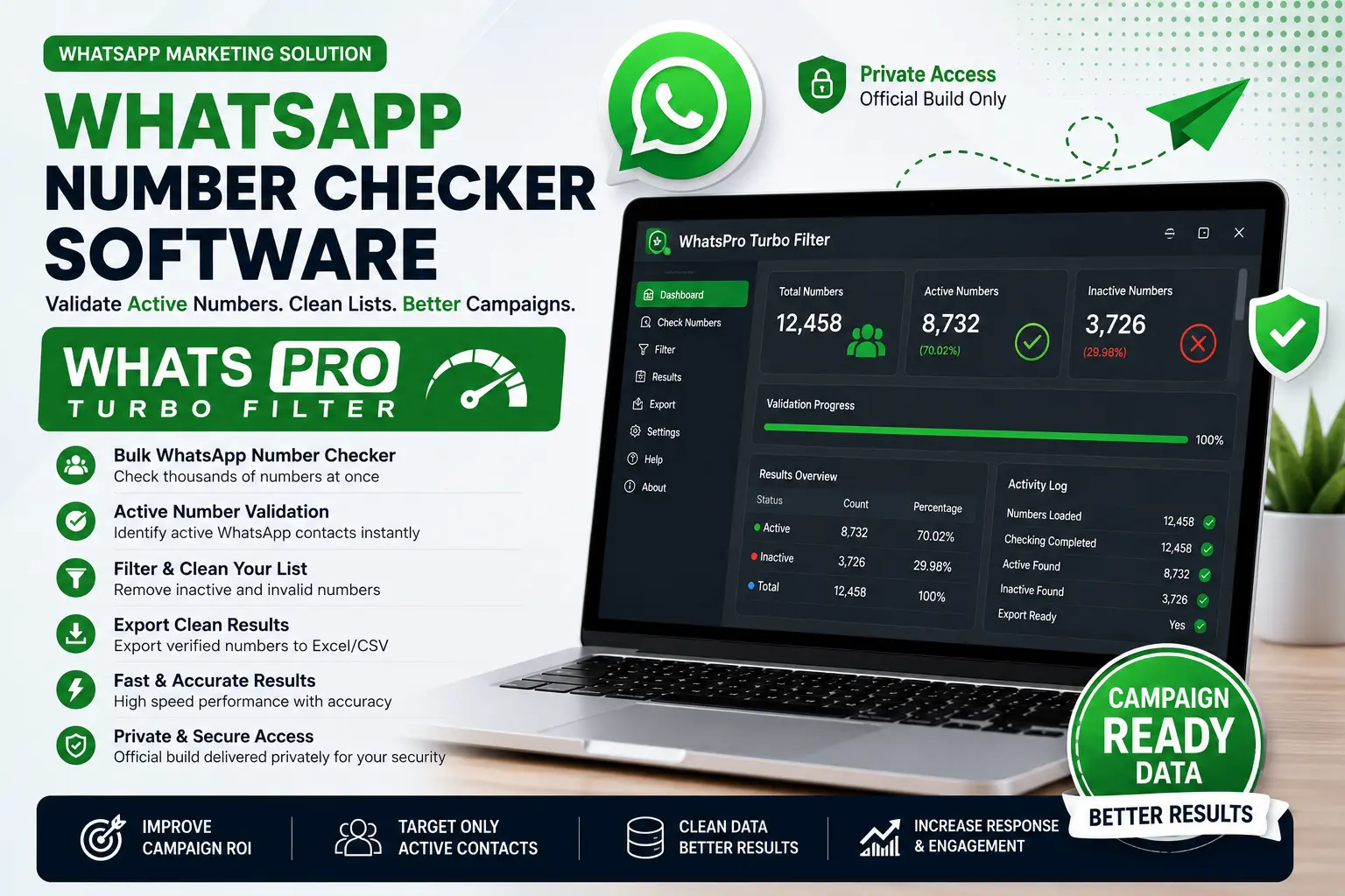 WhatsApp Number Checker Software using WhatsPro Turbo Filter