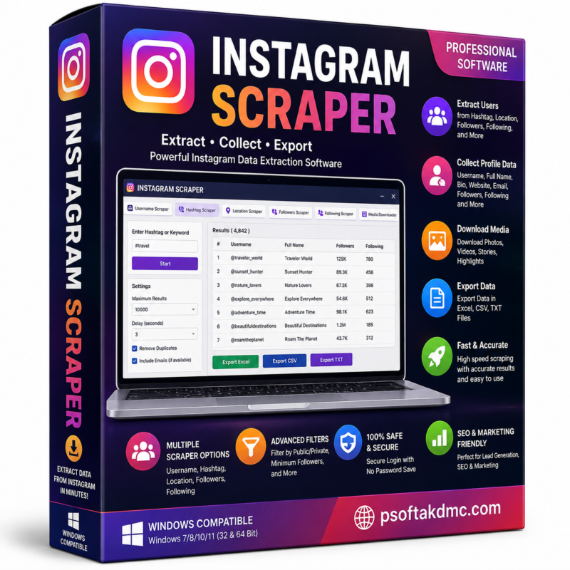 Instagram Scraper software for Instagram data extraction and user research