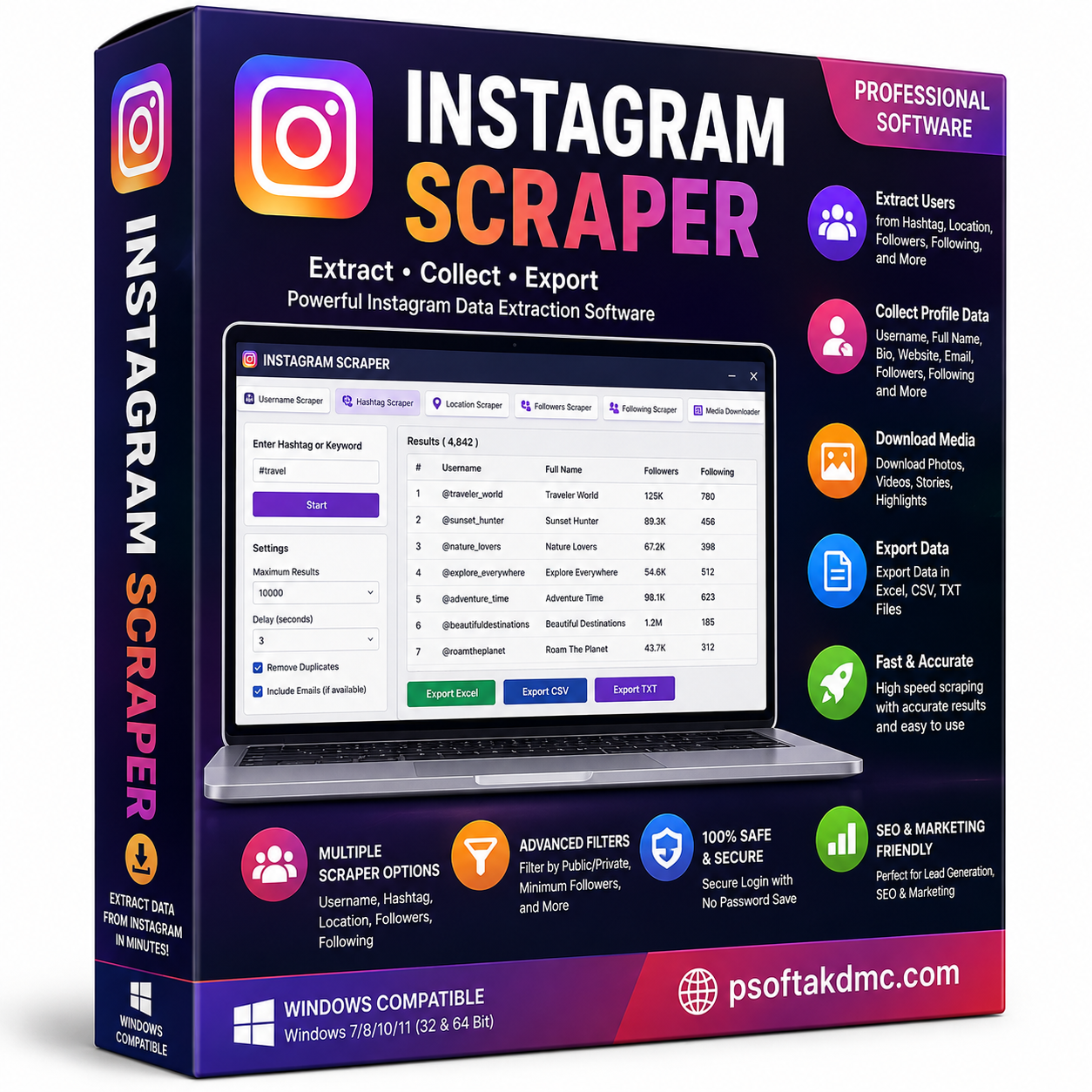 Instagram Scraper | Instagram Data Extraction Software Instagram Scraper software for Instagram data extraction and user research