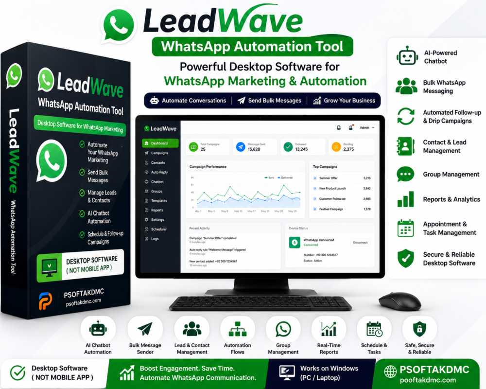 LeadWave WhatsApp Automation Tool desktop software for WhatsApp marketing and automation