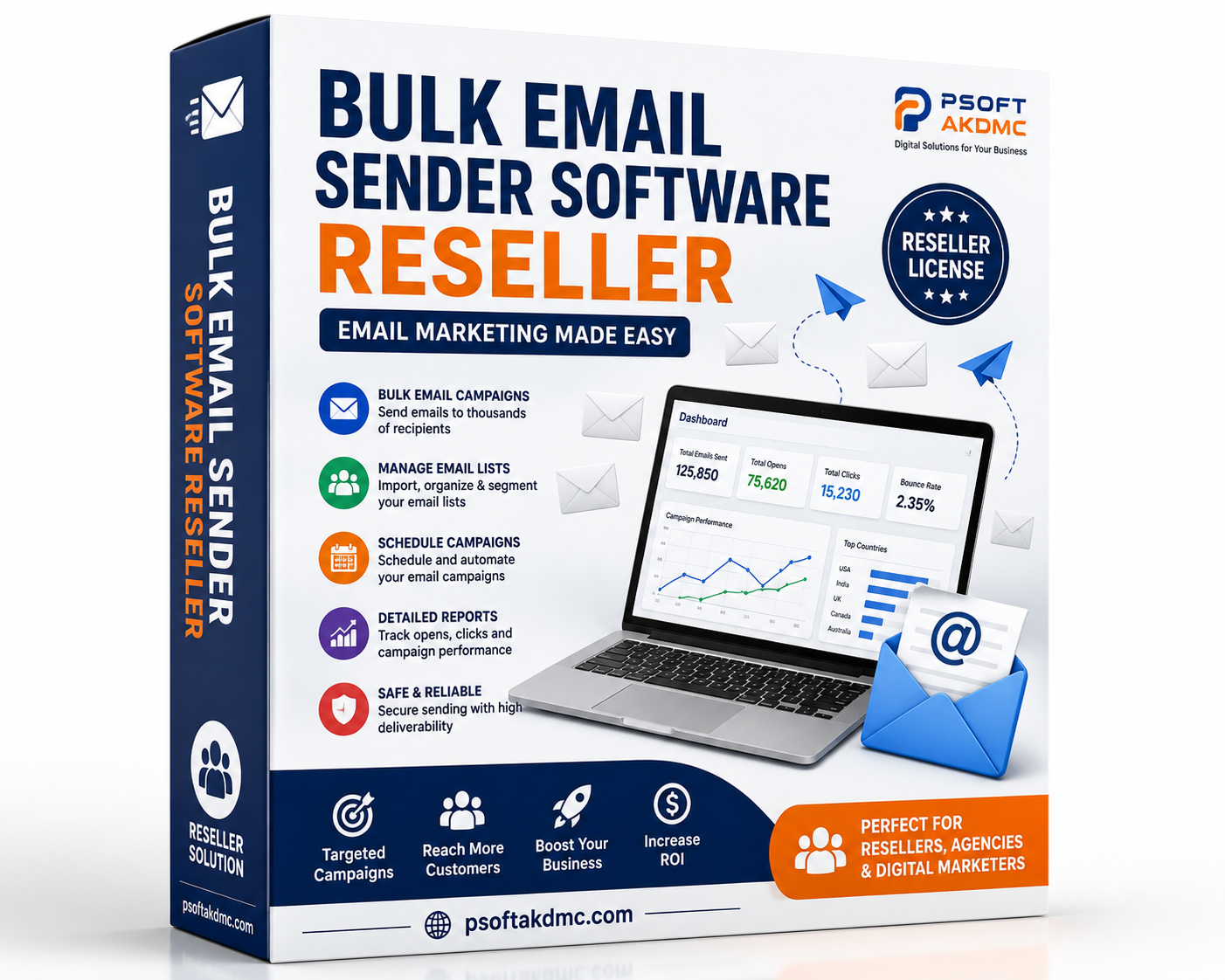 Bulk Email Sender Software Reseller | PSOFTAKDMC Bulk Email Sender Software Reseller for email marketing campaigns and agencies